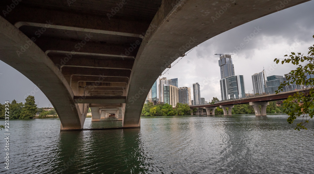 VIew of Austin Skyline from Under the Lamar Bridge