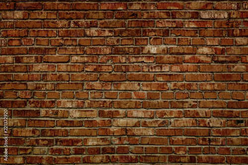Brick wall. Brown brick wall. Brick background. Grunge brick wall.