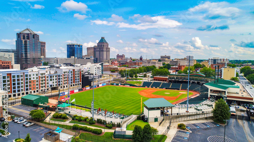 Aerial View of Downtown Greensboro North Carolina NC Skyline