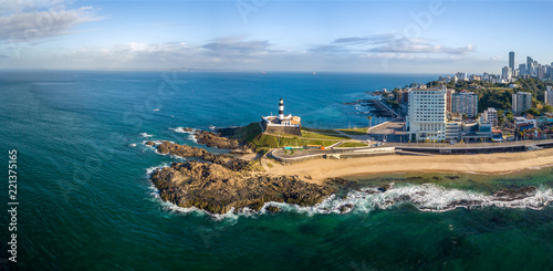 Fototapeta Naklejka Na Ścianę i Meble -  Aerial View of Farrol da Barra in Salvador, Bahia, Brazil