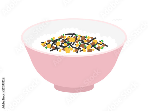 ふりかけご飯のイラスト