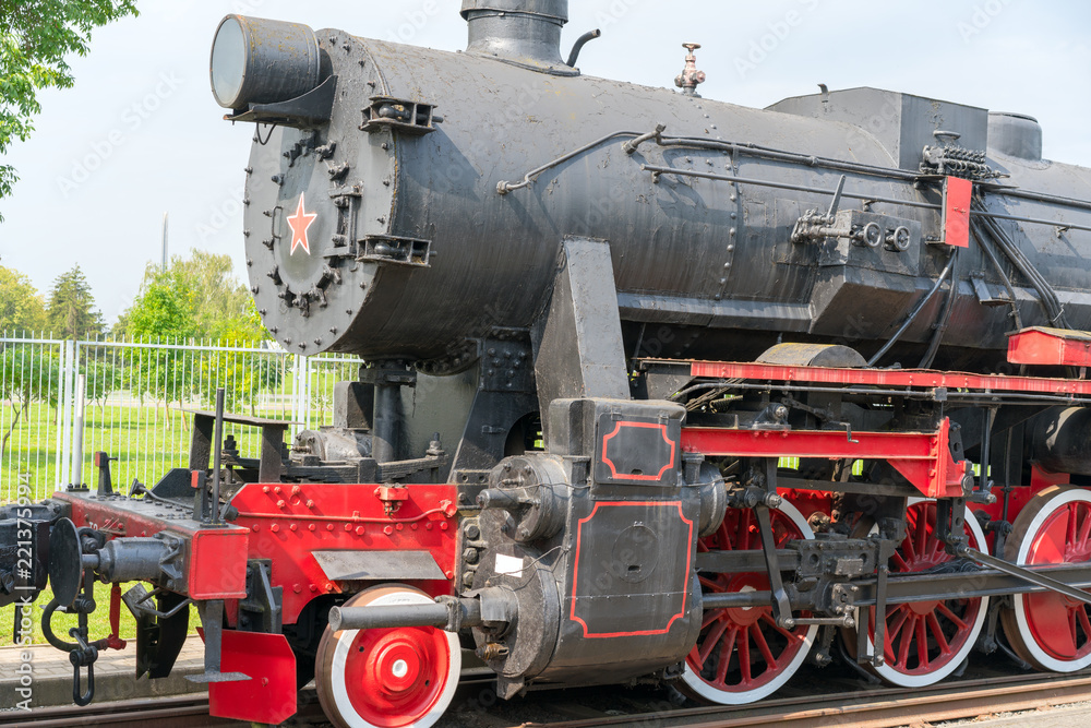 Vintage black steam locomotive old train