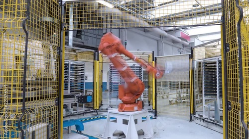 Automated industrial robot. 4.0 industrial revolution. 4k time lapse video