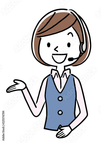 イラスト素材: コールセンター オペレーターの女性
