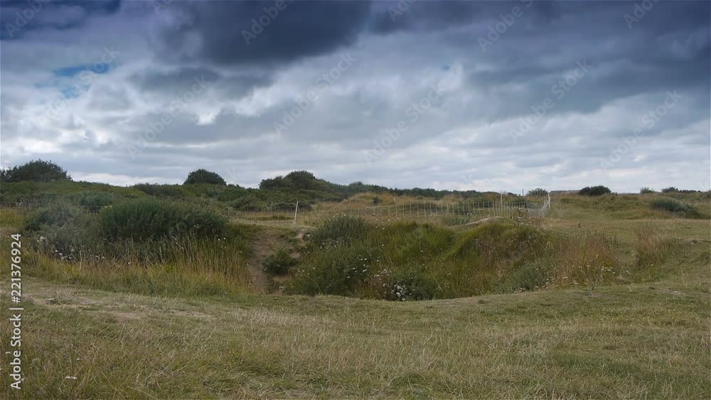Bomb holes at Utah Beach. World War 2 D-day, Normandy France Bomb holes at Utah Beach. World War 2 D-day, Normandy France