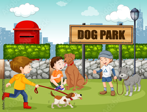 People in dog park