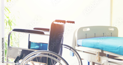 Wheelchairs waiting for patient services in the hospital