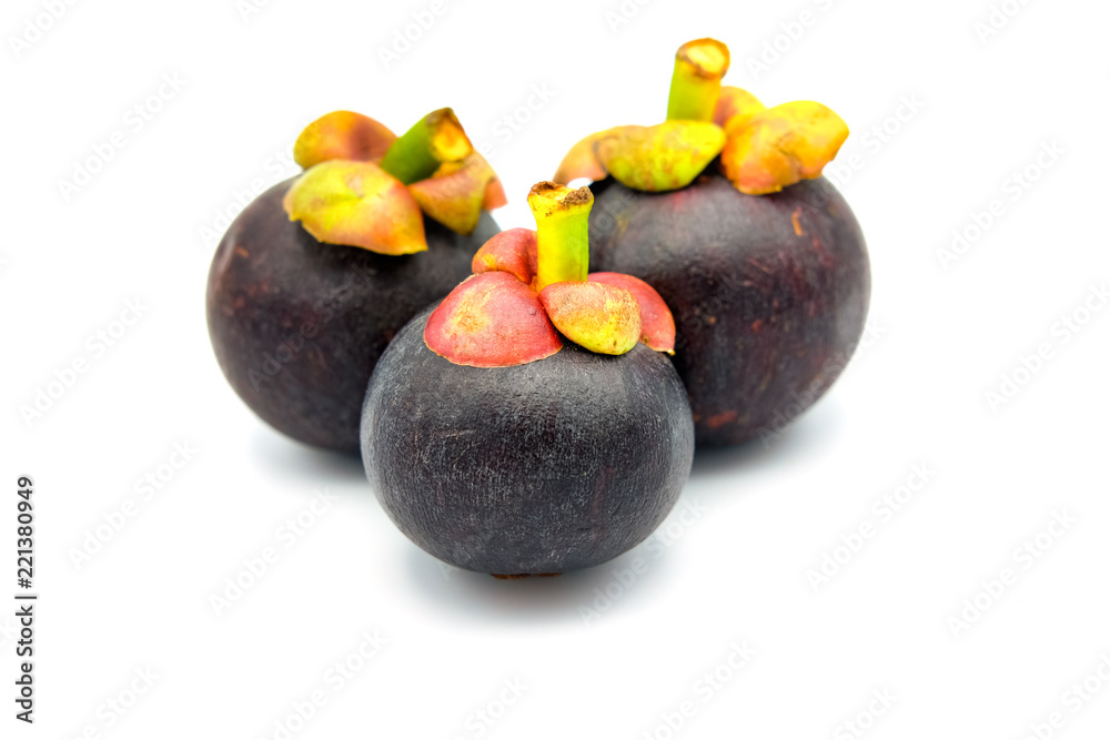 Mangosteen fruit on white background Mangosteen fruit on white background