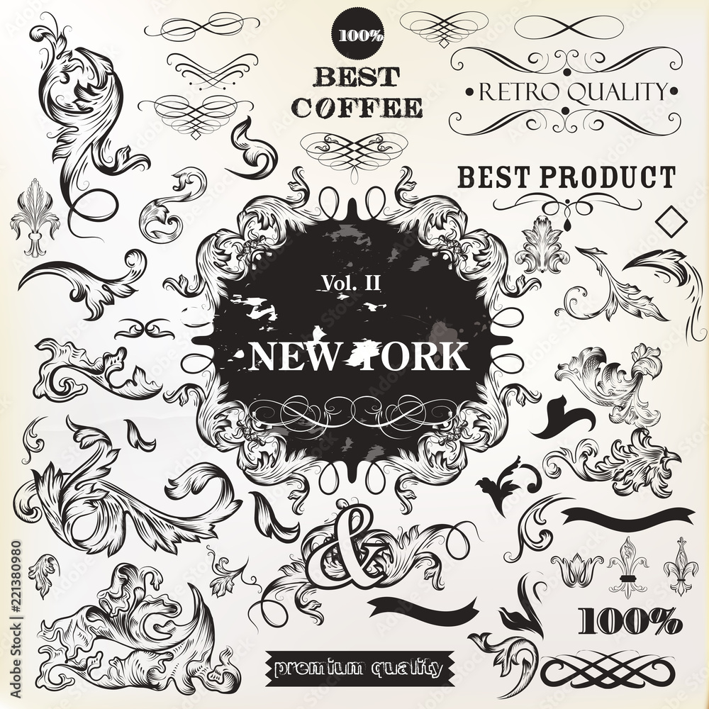 Collection of vector calligraphic elements for design Collection of vector calligraphic elements for design