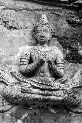 Black and white Photography : Historical attractions and historic sites in Thailand / “Wat ched yod” Historic sites in Chiang Mai ,Thailand's major northern provinces