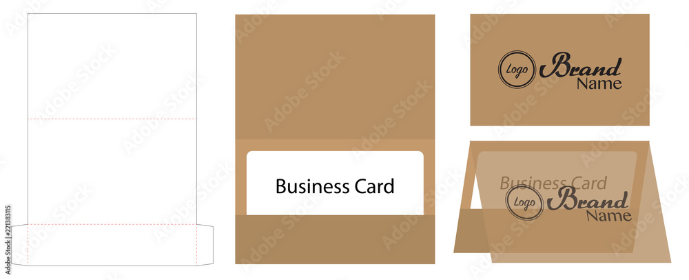 business card envelope die-cut template mock up 