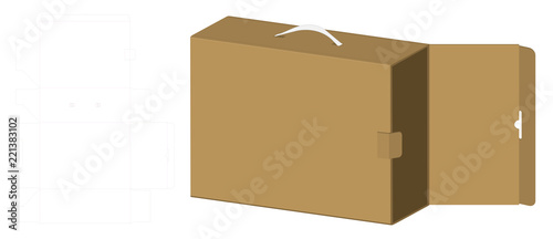 packaging box 3d mockup with dieline template