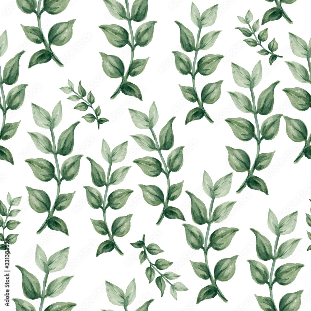 Fototapeta Hand drawn watercolor tropical plants set exotic leaves hand draw