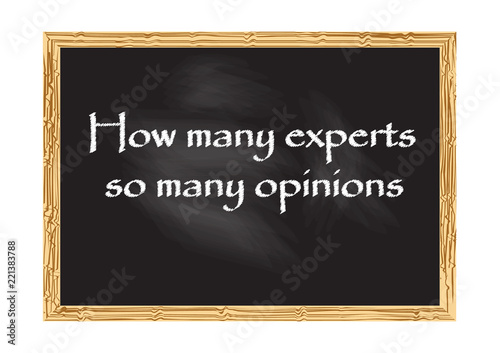 How many Experts so many opinions blackboard record Vector illustration