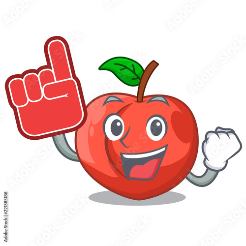 Foam finger fruit of nectarine isolated on mascot