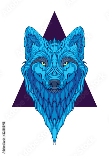 Blue wolf head