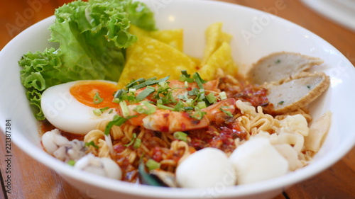 Noodle tom yam seafood Thailand