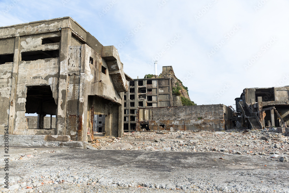 Abandoned Gunkanjima in Nagasaki city Abandoned Gunkanjima in Nagasaki city