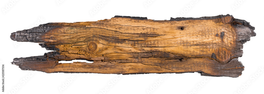 Fototapeta premium Old wooden board isolated on a white background.