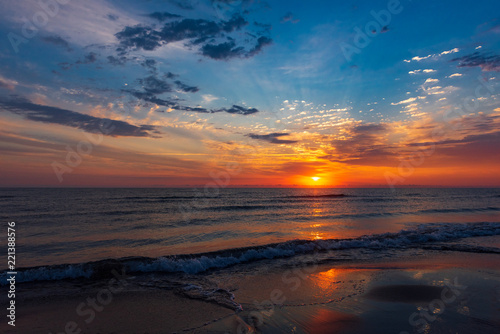 Amazing colorful sunrise at sea