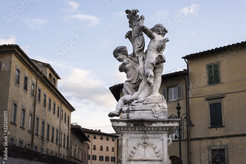 beautiful marble fountain called La Fontana dei putti (The Fountain with Angels)
