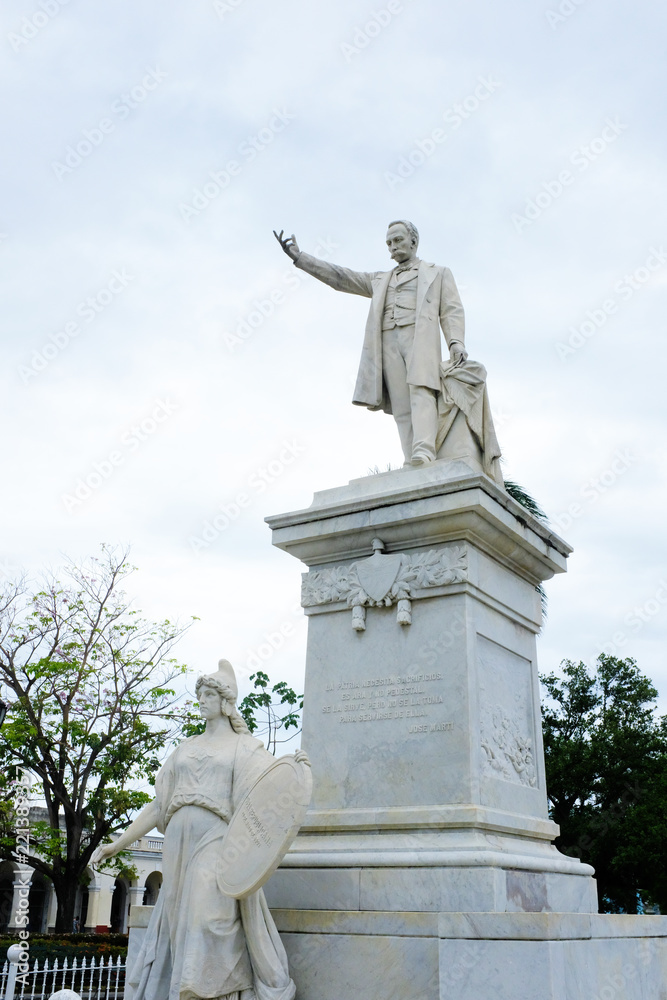 the statue of José Martí in Jose Marti Park of Cienfuegos,  CUBA 