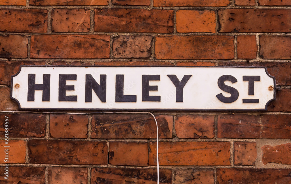 Henley street name sign in Stratford-upon-Avon, UK