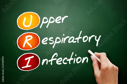 URI - Upper Respiratory Infection acronym, health concept on blackboard