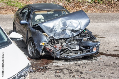 Konstfotografi Badly damaged motor vehicle as a resuslt of a collision