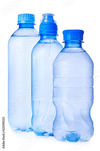 Water plastic bottle on white background