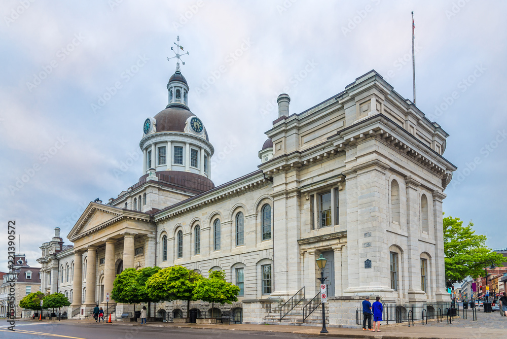 View at the building of City hall and market in Kingston - Canada