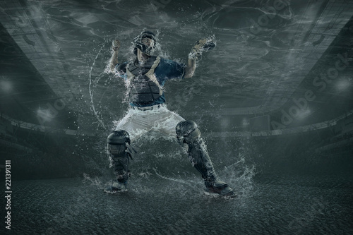 Canvas Print Baseball players in action under water