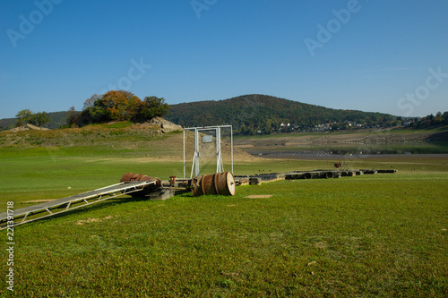 Drought at the german lake Edersee in the year 2018 photo