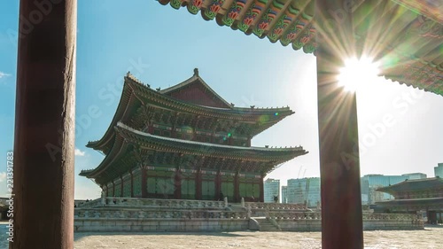 Gyeongbokgung landmark in Seoul, South Korea timelapse 4K