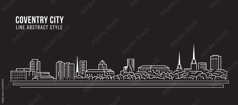 Fototapeta Cityscape Building Line art Vector Illustration design - Coventry city