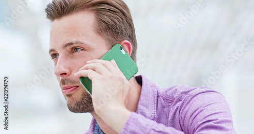 Photography Man talk to cellphone in city