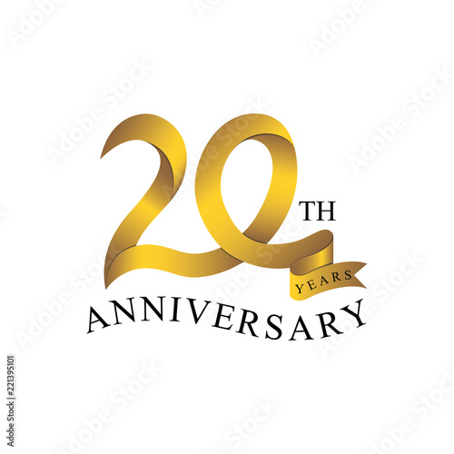 20th anniversary years ribbon. number gold color