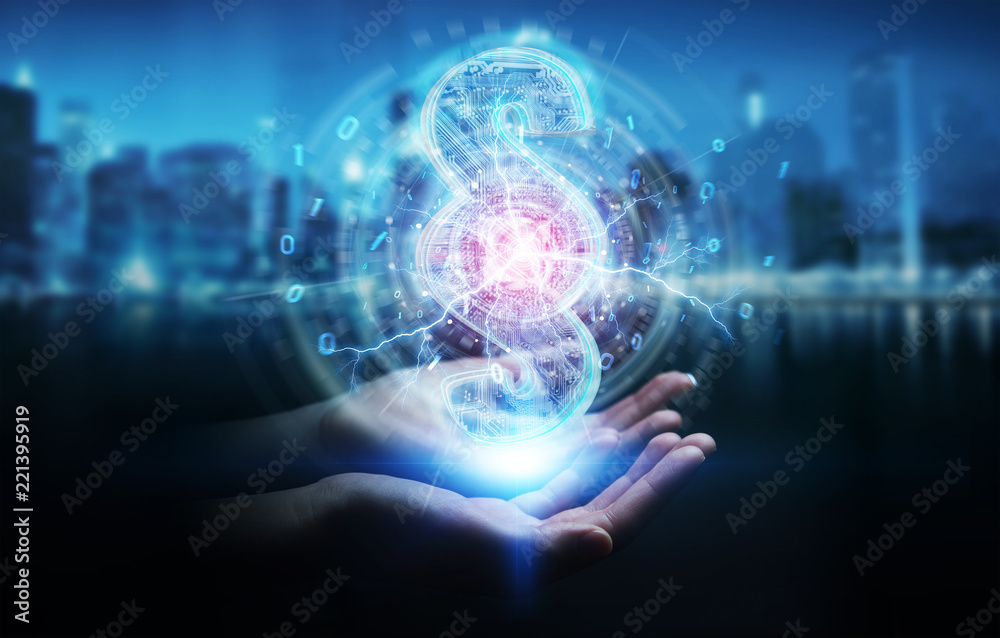 Businesswoman using 3D rendering digital paragraph law symbol Businesswoman using 3D rendering digital paragraph law symbol