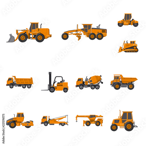 Isolated object of build and construction logo. Collection of build and machinery vector icon for stock.