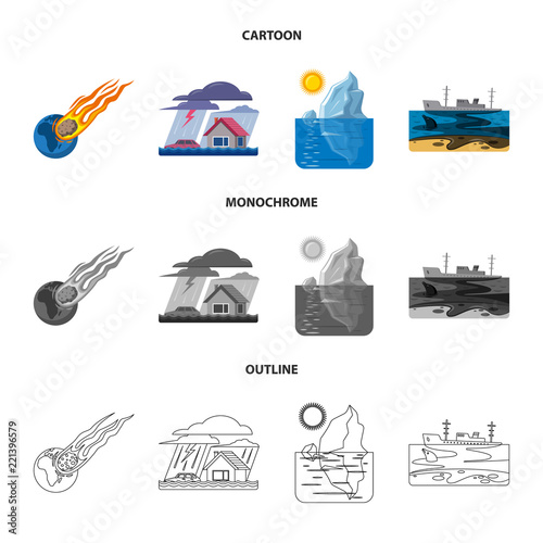Vector design of natural and disaster symbol. Collection of natural and risk vector icon for stock.