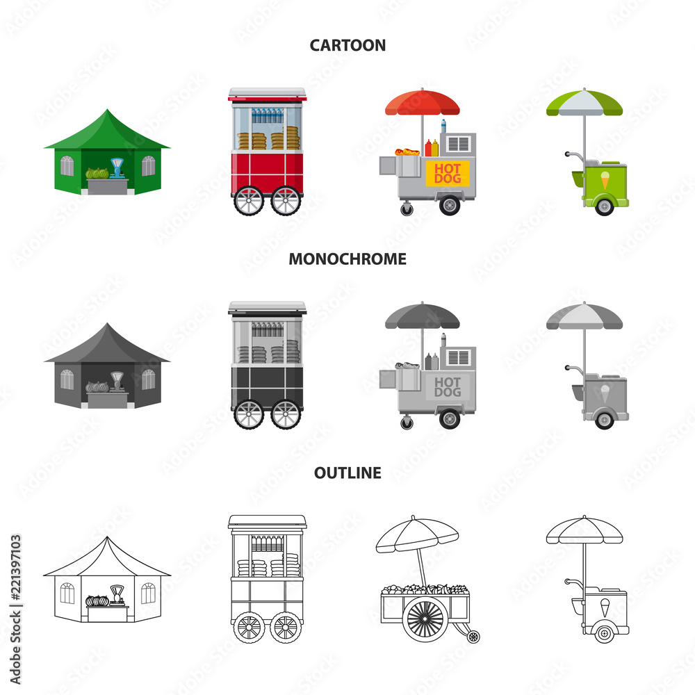 Vector illustration of market and exterior symbol. Collection of market and food stock symbol for web.