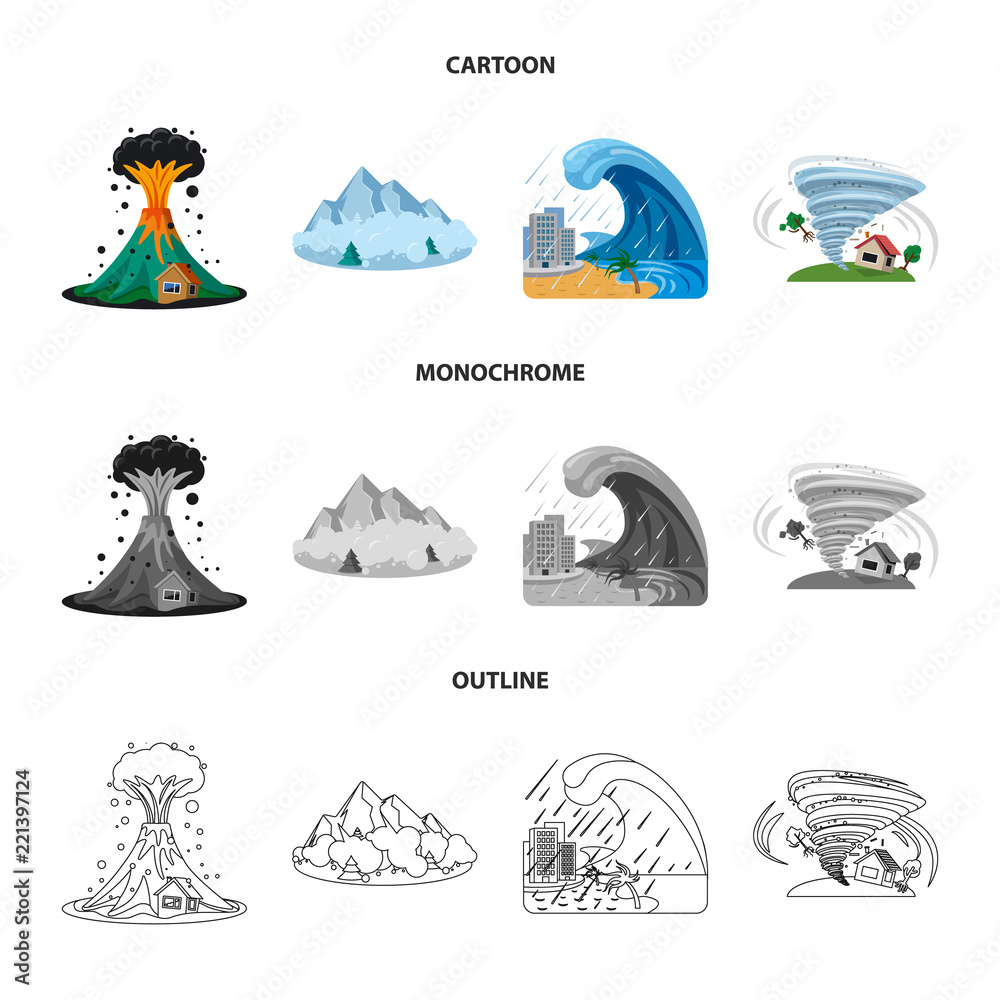 Vector design of natural and disaster icon. Set of natural and risk vector icon for stock. Vector design of natural and disaster icon. Set of natural and risk vector icon for stock.