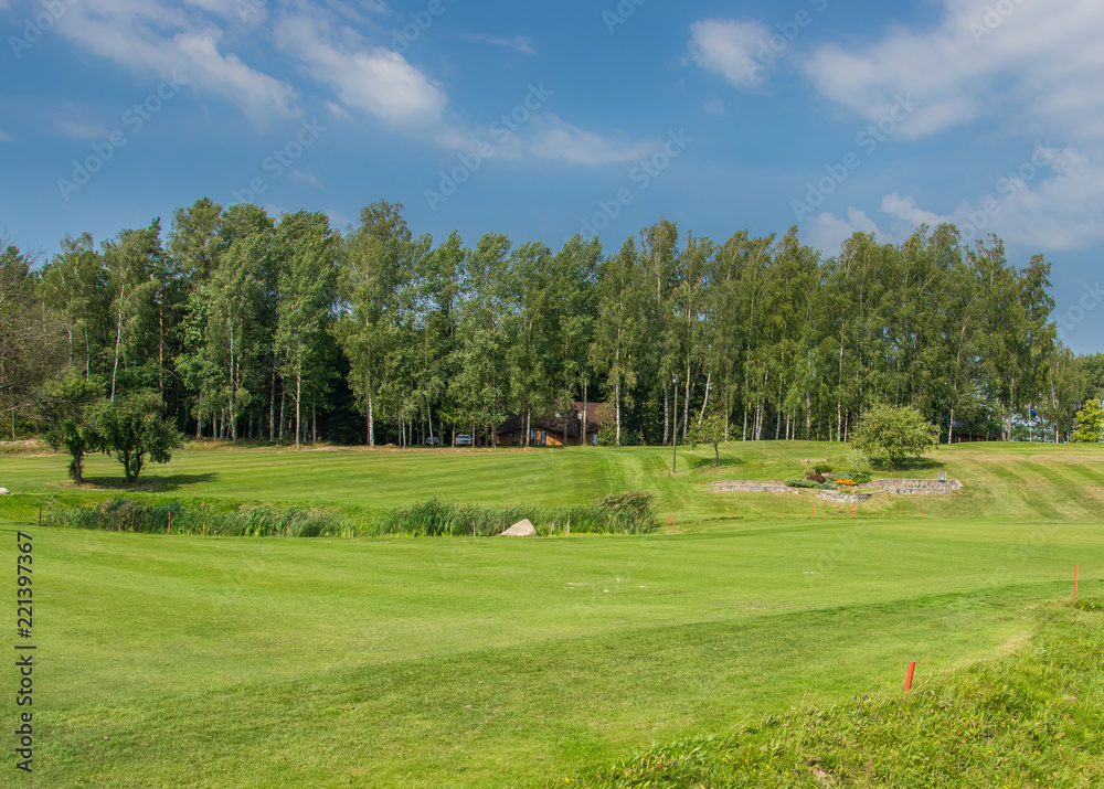 Golf courses in Sigulda, Latvia. Landscape with golf courses. Golf courses in Sigulda, Latvia. Landscape with golf courses.