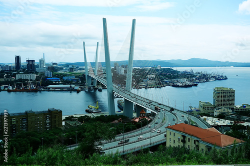 Vladivostok view of the city bridge