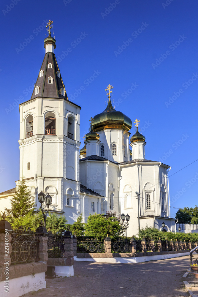 Tyumen’s Holy Trinity Monastery, located in the historical center of Tyumen just a few minutes’ walk from the Tura Embankment, Russia.