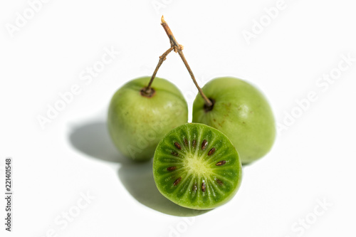 Isolate of Actinidia fruit of the far East on a white background.