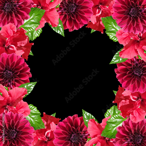 Fototapeta Naklejka Na Ścianę i Meble -  Beautiful floral background of hibiscus and dahlias
 