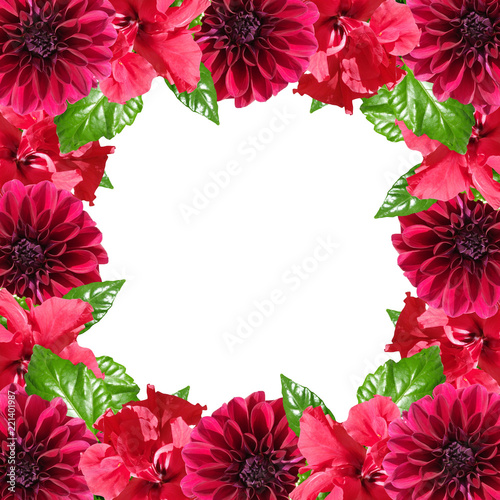 Fototapeta Naklejka Na Ścianę i Meble -  Beautiful floral background of hibiscus and dahlias
 