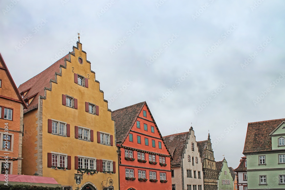 View on Rothenburg - medieval city in Germany, popular touristic destination. View on Rothenburg - medieval city in Germany, popular touristic destination.