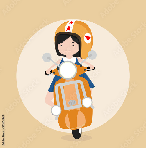 little girl riding scooter
